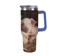 DWTJKMS Four Little Pigs - Vaso de acero inoxidable de 40 onzas, a prueba de fugas, gran capacidad, con pajilla de asa, doble pared, aislado al vacío, reutilizable, mantiene el frío o el calor, estilo