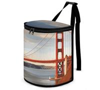DWTJKMS Golden Gate Bridge - Cubo de basura para automóvil con tapa, gran capacidad, para colgar, a prueba de fugas, impermeable, accesorios para interiores