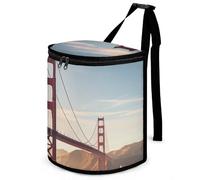 DWTJKMS Golden Gate Bridge - Cubo de basura para automóvil con tapa, gran capacidad, para colgar, a prueba de fugas, impermeable, accesorios para interiores
