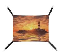 DWTJKMS Hamaca para gatos, diseño de faro de mar al atardecer, hamacas suaves para dormir, hamaca ajustable para mascotas para todas las estaciones, para gatos, hurones, cachorros, conejos, animales