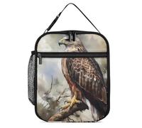 DWTJKMS Hawk Sitting In The Tree - Lonchera aislada a prueba de fugas para hombres y mujeres, con asa, reutilizable, aislada, para oficina, trabajo, picnic