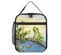 DWTJKMS Many Frogs Sing on The Branches - Bolsa de almuerzo aislada al agua, diseño de mariposas de verano, a prueba de fugas, para hombres y mujeres, con asa, reutilizable, aislada, para oficina