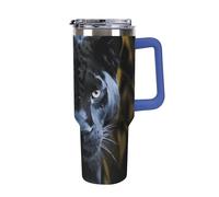 DWTJKMS Panther With Blue Eyes - Vaso de acero inoxidable de 40 onzas, a prueba de fugas, de gran capacidad, con pajilla, doble pared, aislado al vacío, reutilizable, mantiene el frío o el calor