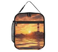 DWTJKMS Sea Lighthouse in Sunset - Lonchera aislada a prueba de fugas para hombres y mujeres, con asa, reutilizable, aislada, para oficina, trabajo, picnic