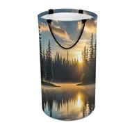 DWTJKMS Sunrise on The Lake - Cesta plegable para ropa sucia con asas de fácil transporte, gran cesta de almacenamiento para lavadero, recámara, familia