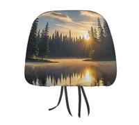 DWTJKMS Sunrise on The Lake - Funda para reposacabezas de asiento de coche, 2 unidades, ajustables, reutilizables, accesorios para el interior del automóvil, bonitos accesorios de asiento de coche