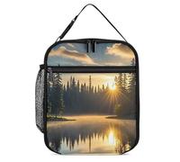 DWTJKMS Sunrise on The Lake - Lonchera aislada a prueba de fugas para hombres y mujeres, con asa, reutilizable, aislada, para oficina, trabajo, picnic