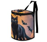 DWTJKMS The Black Cat is Pacing on the Roof Car Trash Can with Lid Large Capacity Hanging Auto Trash Bin Bin A Prueba de fugas Impermeable Cubo de basura para automóviles Imprescindible Accesorios