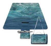 DWTJKMS The Blue Sea - Tapete de picnic plegable e impermeable con bolsa de mano, tapete grande de picnic al aire libre, manta de camping de 58 x 58 pulgadas, para playa, parque, viajes