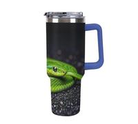 DWTJKMS The Green Snake - Vaso de acero inoxidable de 40 onzas, a prueba de fugas, gran capacidad, con pajilla de asa, doble pared, aislado al vacío, reutilizable, mantiene el frío o el calor, estilo
