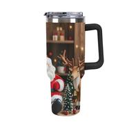 DWTJKMS Vaso de acero inoxidable con diseño de muñeco de Papá Noel, modelo de reno, 1,134.0 g, a prueba de fugas, gran capacidad, taza de coche con pajilla, doble pared, aislada al vacío, reutilizable