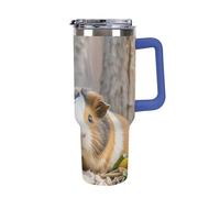 DWTJKMS - Vaso de acero inoxidable GuineaPig de 40 onzas, a prueba de fugas, gran capacidad, con asa, popote de doble pared, con aislamiento al aspiradora, reutilizable, mantiene el frío o el calor