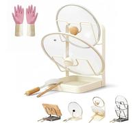 DWTYQN Estante Para Tapas De Ollas, Soporte Para Tapas Mientras Se Cocina, Con Bandeja Recogegotas Extraíble, Para Espátulas, Cucharones Y Tapas Grandes(Beige-B)