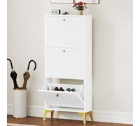 DWVO Armario Zapatero para Pasillo, Zapatero con 3 cajones, Divisor Ajustable y extraíble, Soporte Independiente para Calzado, Pasillo, Entrada, Sala de Estar, Color Blanco