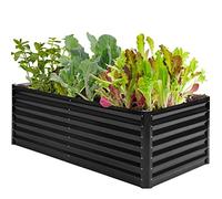DWVO Cama de jardín elevada de 180 x 90 x 60 cm, Camas elevadas de Metal con Guantes, Estructura Robusta, Maceta de jardín galvanizada con Goma de Seguridad para Verduras, Flores, Frutas, Color Negro