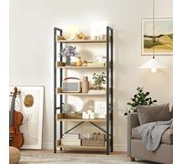 DWVO Estantería Alta de 5 Niveles, Estante Industrial de pie para Libros de 64 cm de Ancho y 160 cm de Alto, Estante Grande de Madera y estantería de Metal para Sala de Estar, hogar, estanterías de
