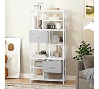 DWVO Estantería Alta de 7 Niveles con cajones Estantería de Suelo Industrial de Almacenamiento para salón, Oficina, Estudio, Pasillo, 80 cm de Ancho, 186 cm de Alto, Blanco