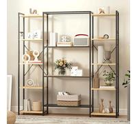 DWVO Estantería Alta y Ancha, Estante Industrial con 13 estantes, estantería de pie de Madera y Estante de Metal para Libros, Estante de Almacenamiento para Sala de Estar, Color Roble