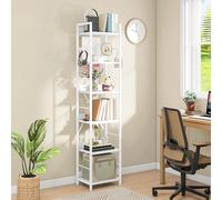DWVO Estantería de 6 Niveles, estantería Alta de Almacenamiento con Estructura de Acero, Estante de pie, Expositor, para Sala de Estar y Dormitorio, Estante Blanco