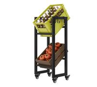 DWVO Estantería para cajas de bebidas, 2 cajas con ruedas, patas ajustables, abridor, estantería de metal con 2 niveles para cerveza, frutas, verduras, agua, adecuado para el uso en la cocina