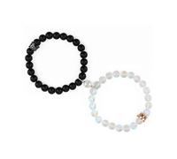 Dww-1Paire Magnetique Bracelet pour Couples Connect Perles Bracelet pour Homme Femme Pierre Naturelle Bracelet Couple Amoureux pour 2 Elastique Bracel