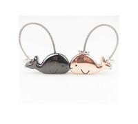 Dww-Alliage de zinc brillant noir et or rose, porte - cls amoureux 1 paire de porte - cls en forme de baleine avec bec magntique, cadeau pour jeune am