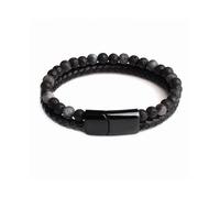 Dww-(perles grises en pierre volcanique) Bracelet pour homme de 23 cm avec fermoir magntique amovible en acier inoxydable pour un rglage facile de la