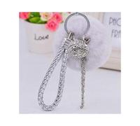 Dww-Une boule de fourrure de cloche de palais de corde en cuir gris, lgante boule de fourrure porte-cls doux porte-cls sac main pendentif dcoration