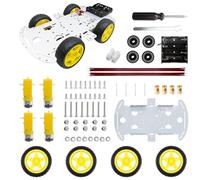 DWWTKL Kit de chasis de metal inteligente para coche 4WD con codificador de velocidad de motor TT para aprender Arduino/Microbit/Raspberry Pi para adultos a partir de 15 años (sin montar)