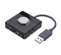 dwxnauixl Adaptador de audio para tarjeta de sonido externa USB, estable, portátil, con botón de silencio y ajustes de volumen. Convertidor de audio externo
