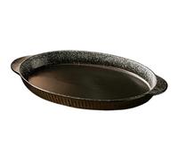 Dxcaicc Bandeja De Pescado De Cerámica con Doble Asa, Platos para Hornear, Gris Negro, Estilo Japonés, Patrón Retro De Puntos Blancos, Vajilla Premium, Plato para Vapor,12inch