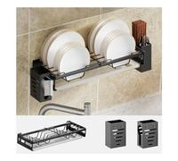 Dxcaicc Estante para secar Platos de Pared, Soporte para Palillos de Acero Inoxidable para Colgar en la Cocina, Estante de Almacenamiento de vajilla con 2 Soportes para Palillos,A