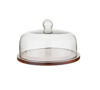 Dxcaicc Placa De Pastel con Tapa, Plato De Pastel De Madera con Cúpula, Natural Acacia Madera Cake Plate con Cúpula, Postre De Exhibición para La Fiesta, Cumpleaños,26cm