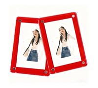 Dxcaicc Portarretratos Magnético para Refrigerador, Soporte De Fotos De Acrílico A Doble Cara con Fuerte Imán para Decoración De Cocina,Rojo,7.5x10.5cm