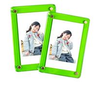 Dxcaicc Portarretratos Magnético para Refrigerador, Soporte De Fotos De Acrílico A Doble Cara con Fuerte Imán para Decoración De Cocina,Verde,7.5x10.5cm