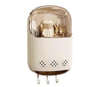 Dxcaicc Soporte De Utensilios De Pared con Tapa, Diseño De Drenaje, Cubierta Transparente A Prueba De Polvo, Caja De Almacenamiento De Alta Resistencia Sin Necesidad De Taladro,Beige