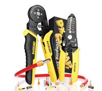 DxCRIMP Crimpadora Punteras Huecas y Pelacables 0,25-10mm² Cuadrilateral | Alicate para engastar cuadrilateral autoajustable para terminales tubulares aislados y desnudos en cuadros eléctricos y PLC