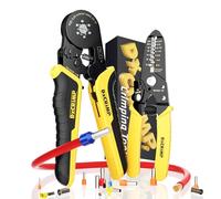 DxCRIMP Crimpadora Punteras Huecas y Pelacables 0,25-6mm² Hexagonal | Alicate para engastar hexagonal autoajustable para terminales tubulares aislados y desnudos en cuadros eléctricos y PLC