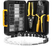 DxCRIMP Juego de conectores de herramientas de crimpado, con 32 types connector Dupont+KF2510+JST-XH+JST-SM, Micro crimpadora 0,03-0,5mm² alicates de terminals herramienta de crimpado y pelacables
