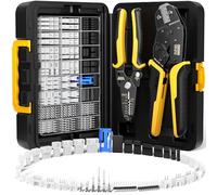 DxCRIMP Juego de conectores de herramientas de crimpado, con 40 types connector Dupont+JST XH+JST PH + Servo, Micro crimpadora 0,03-0,5mm² alicates de terminals herramienta de crimpado y pelacables