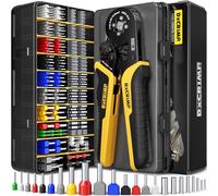 DxCRIMP Kit Crimpadora Punteras Huecas 0,25-10mm² 24 Tamaños | Alicate para engastar cuadrilateral autoajustable para terminales tubulares aislados y desnudos en cuadros eléctricos y PLC