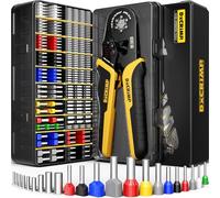 DxCRIMP Kit Crimpadora Punteras Huecas 0,25-10mm² 24 Tamaños | Alicate para engastar hexagonal y terminales tubulares aislados para cableado automotriz cuadros eléctricos PLC y doméstico