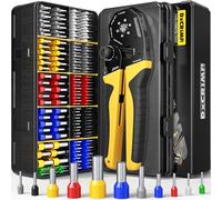 DxCRIMP Kit Crimpadora Punteras Huecas 0,25-25mm² 11 Tamaños | Alicate para engastar hexagonal y terminales tubulares aislados para cableado automotriz cuadros eléctricos PLC y doméstico