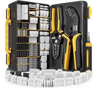 DxCRIMP Mini-Fit Jr - Kit de herramientas de crimpado de 4,2 mm (2-24 pines) con conectores SATA y LP4, terminales de 16-26 AWG. Crimpadora de trinquete, pelacables y extractores. Se adapta a Molex