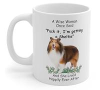 Dxcvbrds Divertida taza de café de caoba de Sable Shetland Sheepdog Sheltie Dog Mom Regalos para mujeres amantes de los cachorros, Día de la Madre, una mujer sabia una vez dijo: taza de café con citas