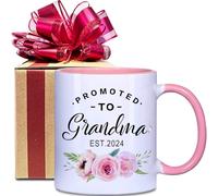 Dxcvbrds Juego de tazas de café con texto en inglés "Est Promoted to Grandma", regalo para la nueva abuela, regalo para la abuela por primera vez, 325 ml