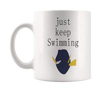 Dxcvbrds Just Keep Swimming Dory - Taza de café novedosa de 325 ml, color blanco, 325 ml