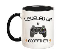Dxcvbrds Leveled Up to Godfather Taza de café, taza de jugador, taza de café novedosa de 325 ml