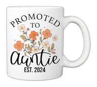 Dxcvbrds MCC Promoted to Auntie Est - Taza con texto en inglés "New Soon to Be Aunt, regalo para futura tía del embarazo, idea de revelación de anuncio para padres que esperan revelar para hermana