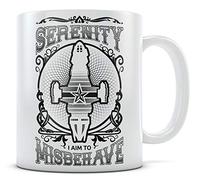 Dxcvbrds New Firefly Serenity Mug - Taza de café de cerámica blanca con texto en inglés "Aim To Misbehave", doble cara